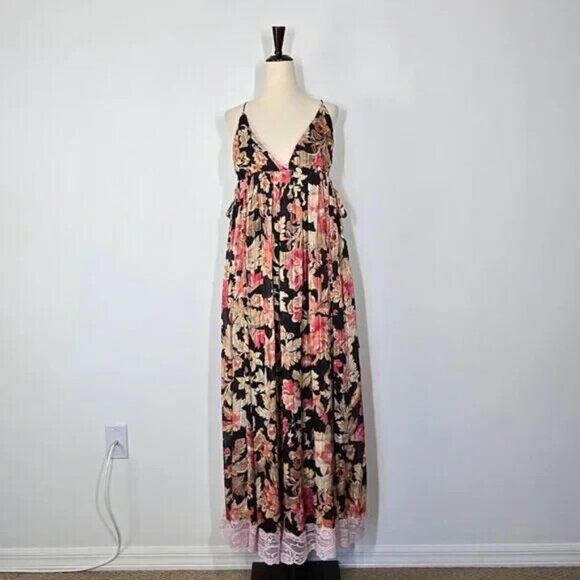 FREE PEOPLE Primmy Printed  Maxi Dress XL Black Combo NEW - Picture 3 of 10